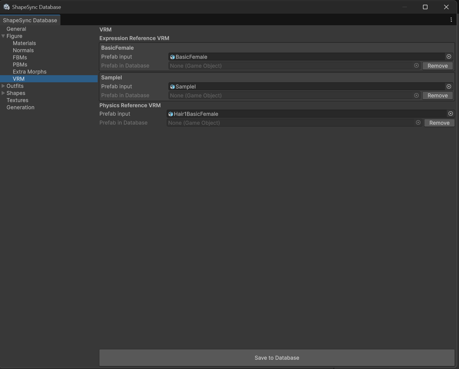 Configuring reference VRMs in Figure > VRM