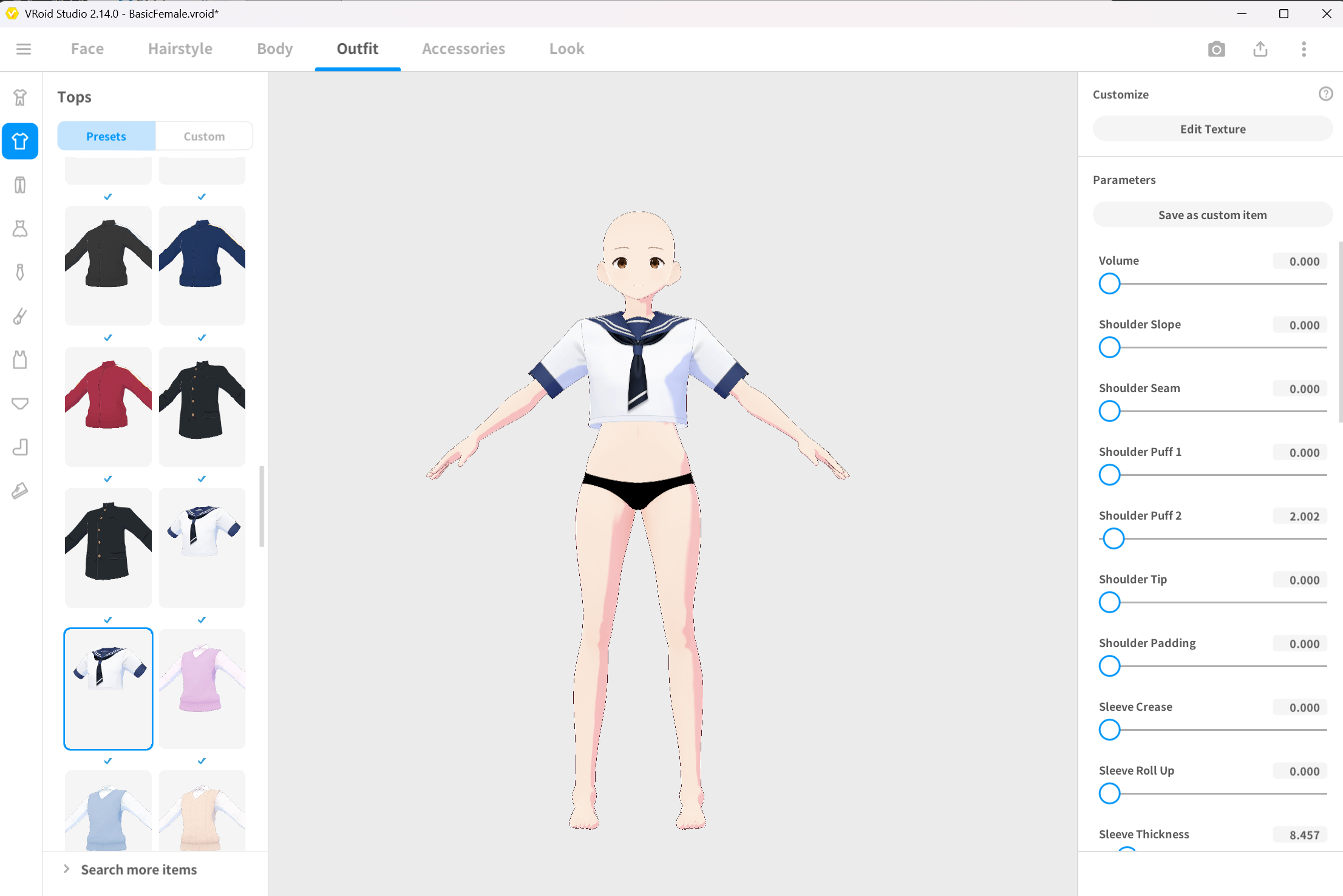 Equipping Tops on BasicFemale
