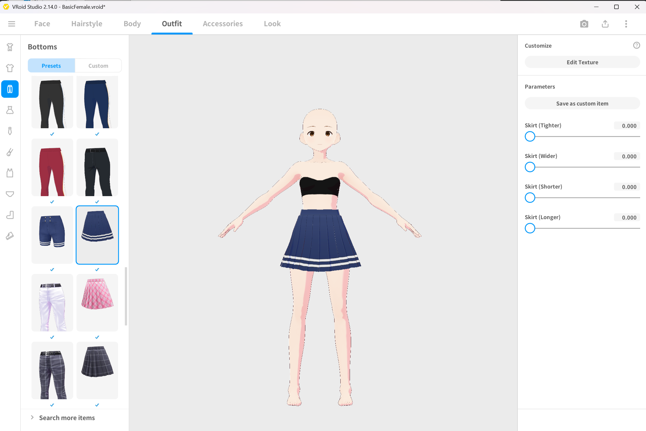 Equipping Skirt on BasicFemale
