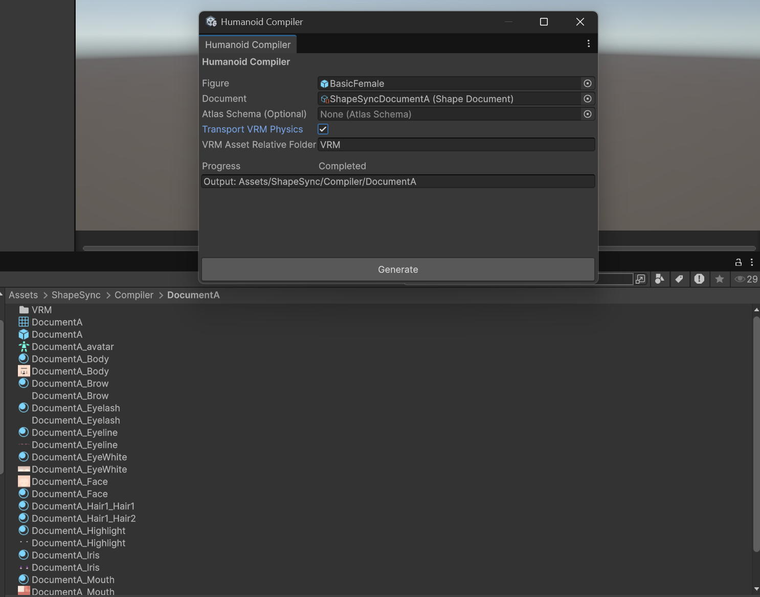 Generate completion and generated assets list