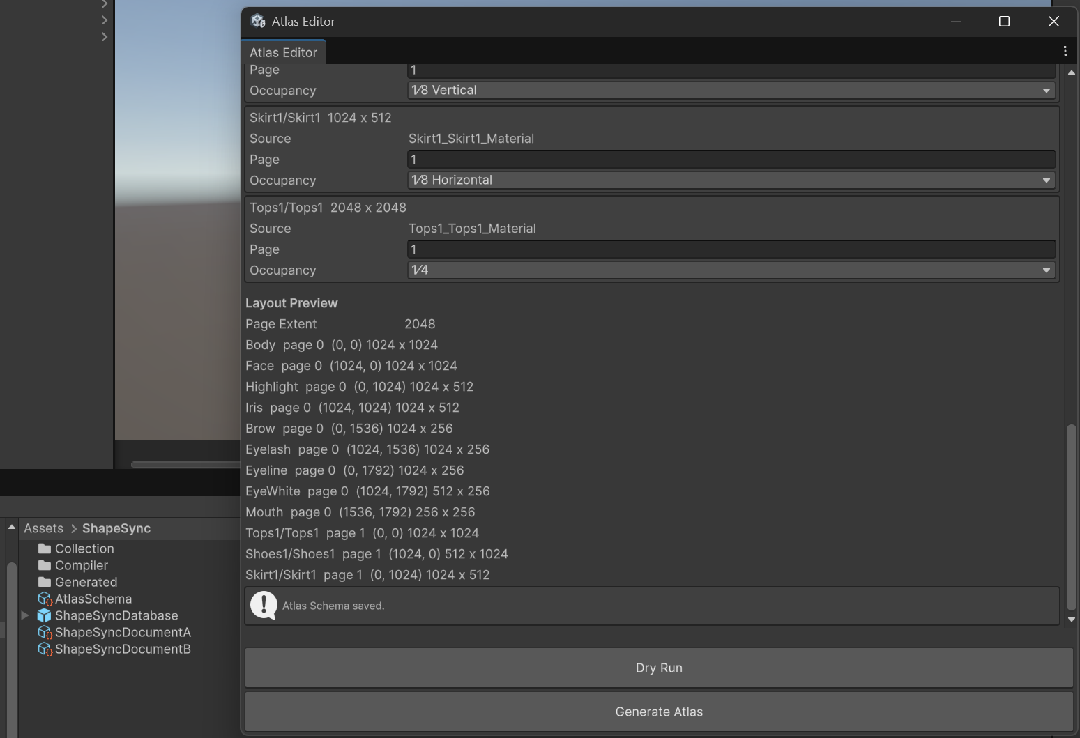 Atlas Schema save completion