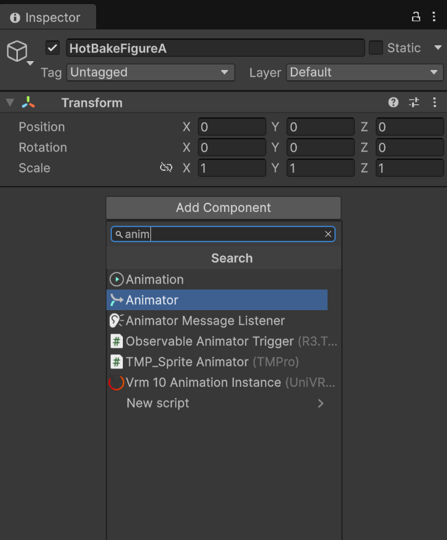 Adding Animator Component