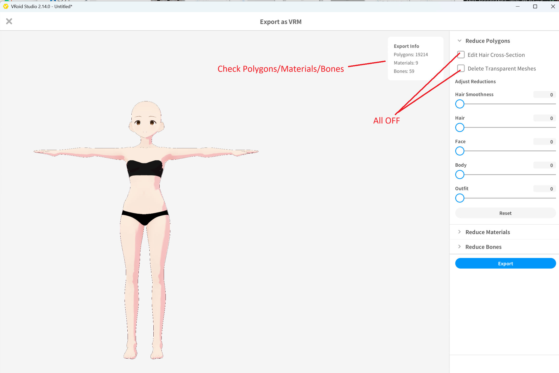 Turn OFF polygon reduction options and check values