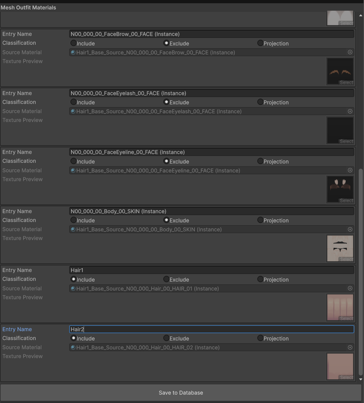 Including hair materials for Hair1
