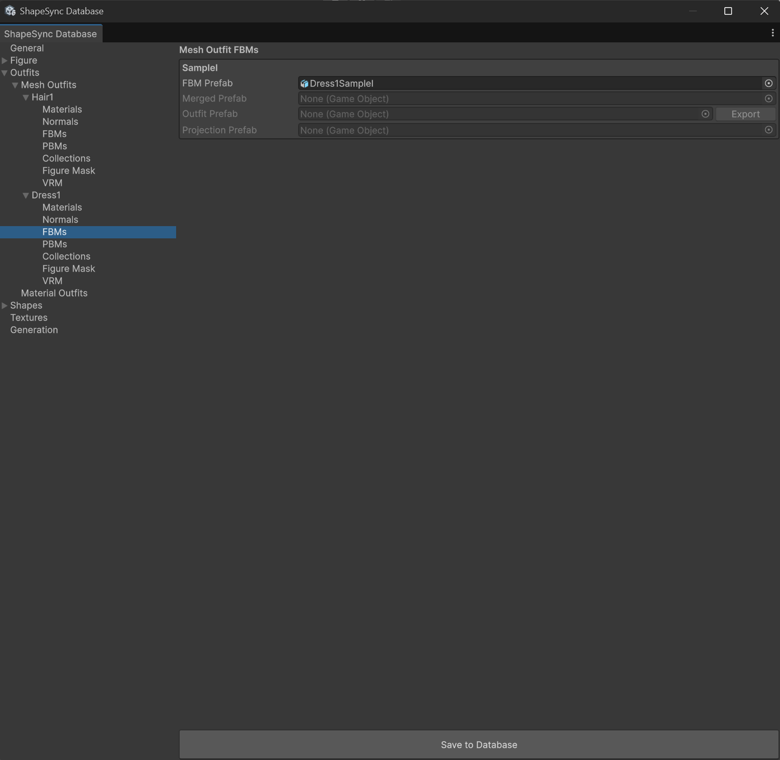FBMs settings for Dress1