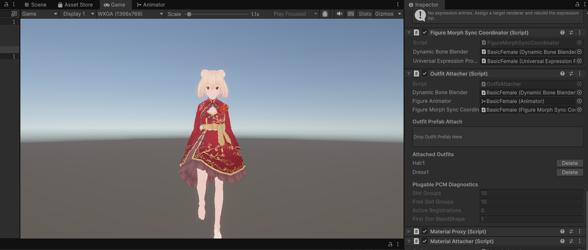 Dropping OutfitPrefabs and attaching in Play Mode