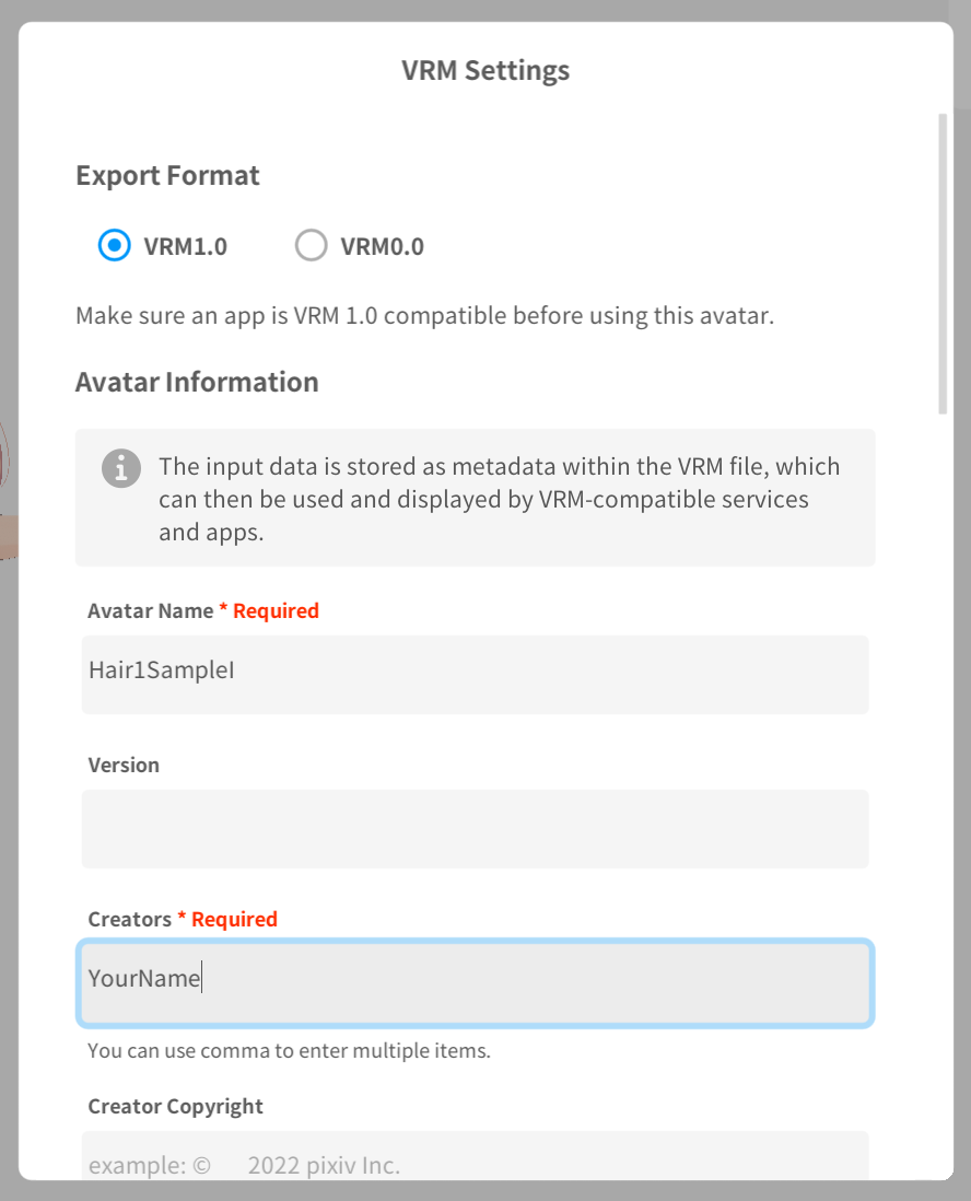Hair1SampleI export settings