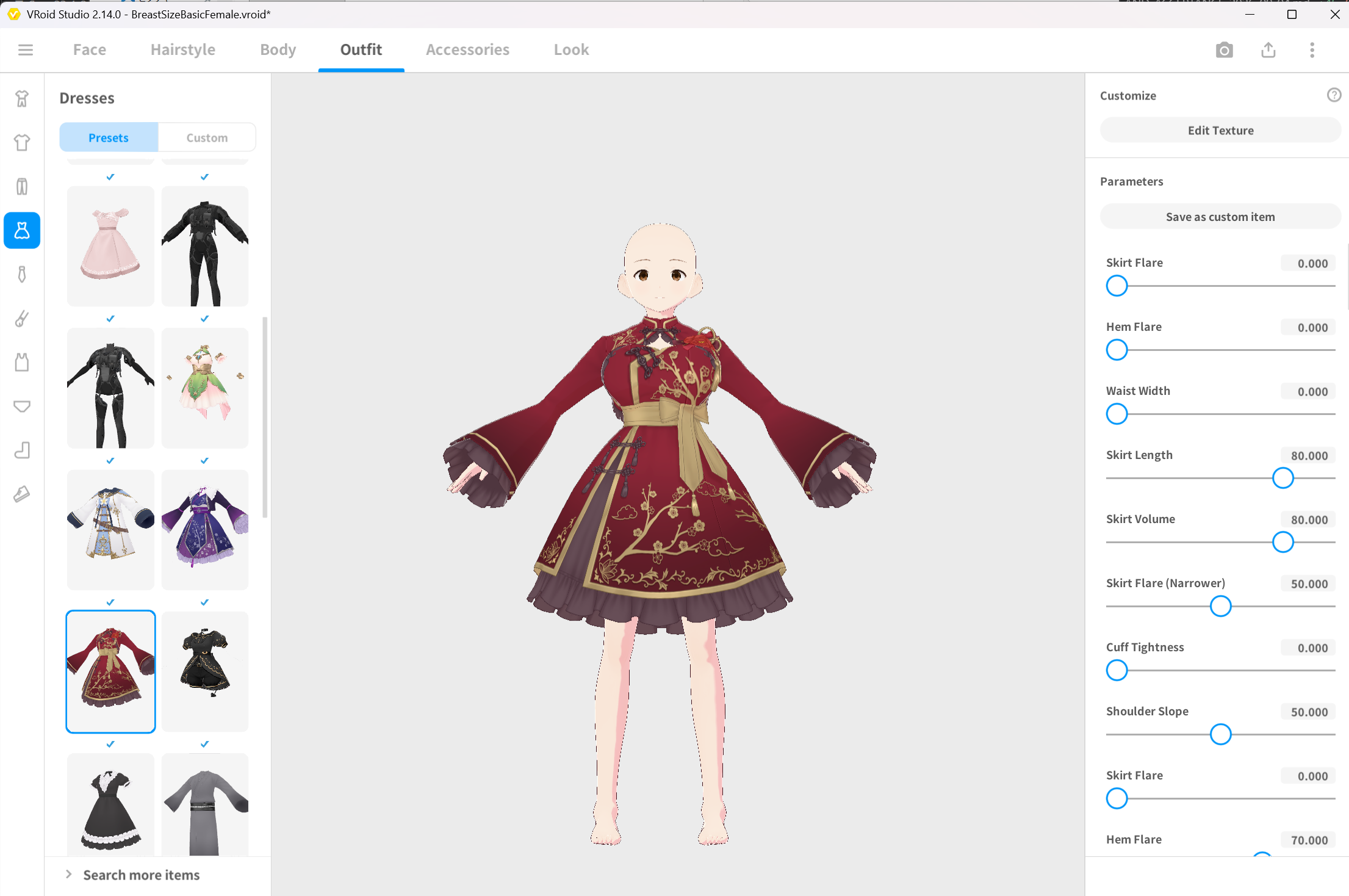 Equipping Dress on BreastSizeBasicFemale