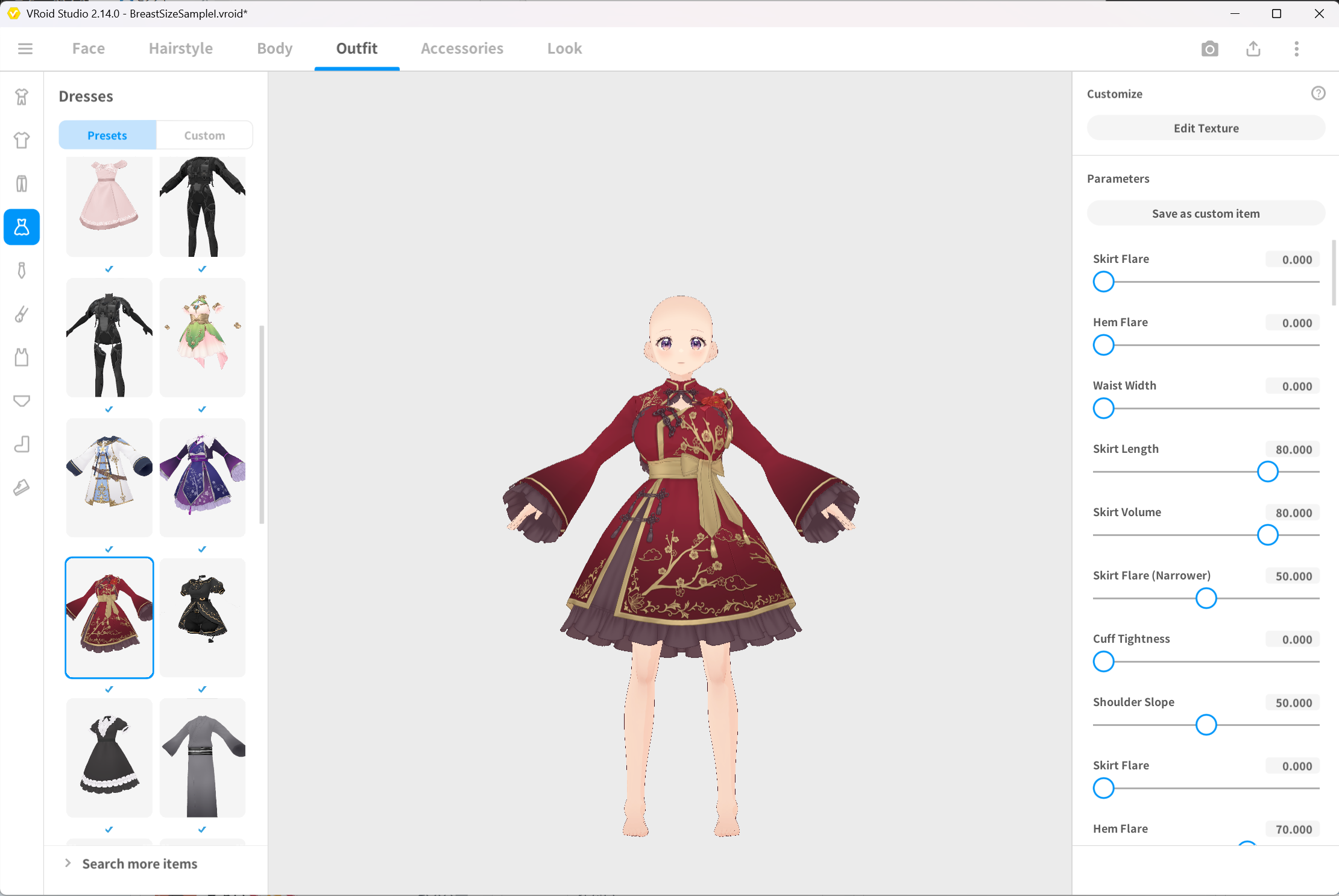 Equipping Dress on BreastSizeSampleI