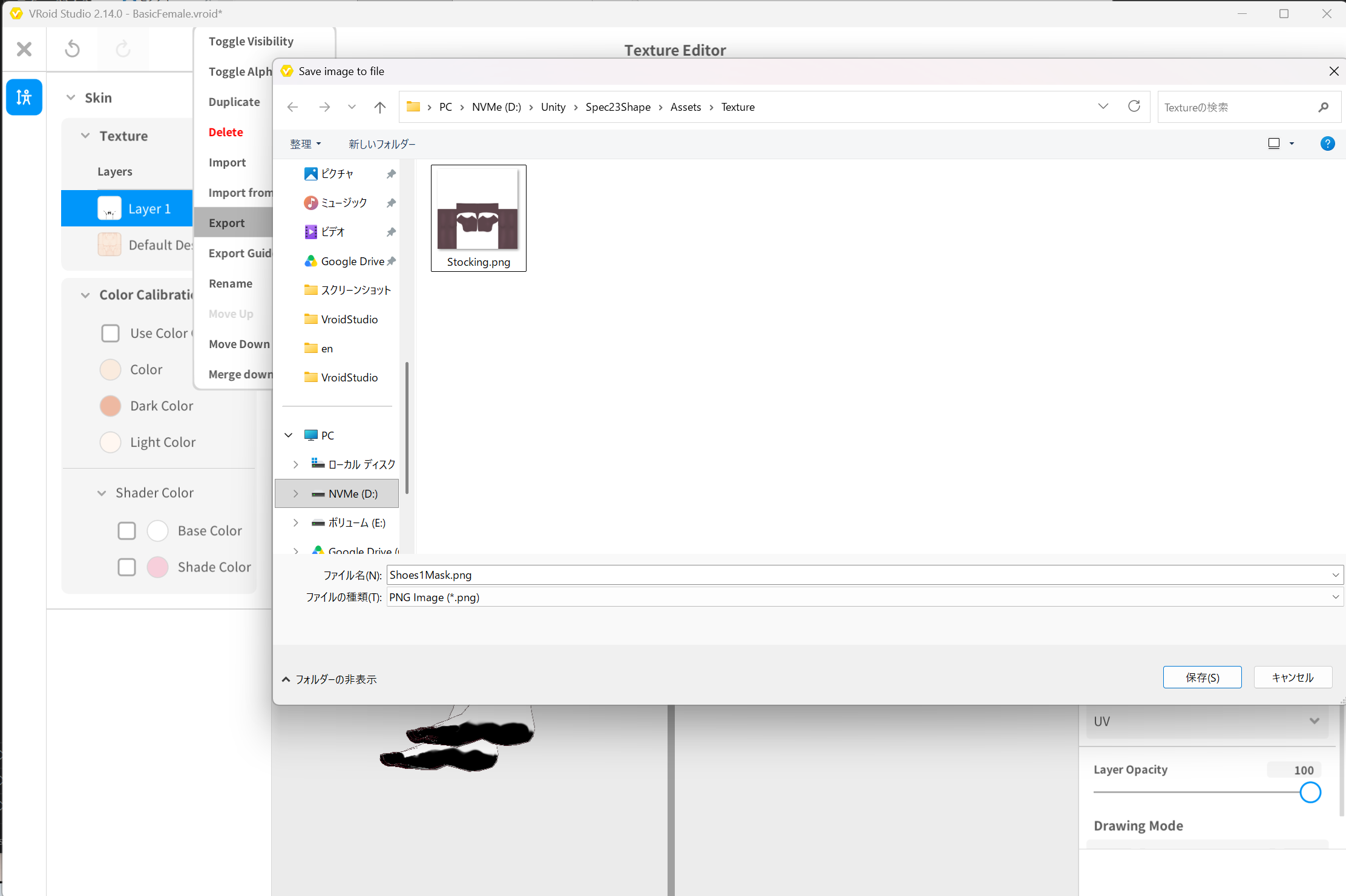 Exporting the mask layer
