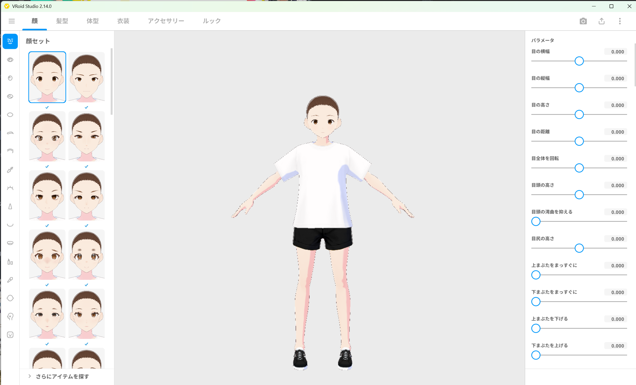 初期状態（髪と服を着用）