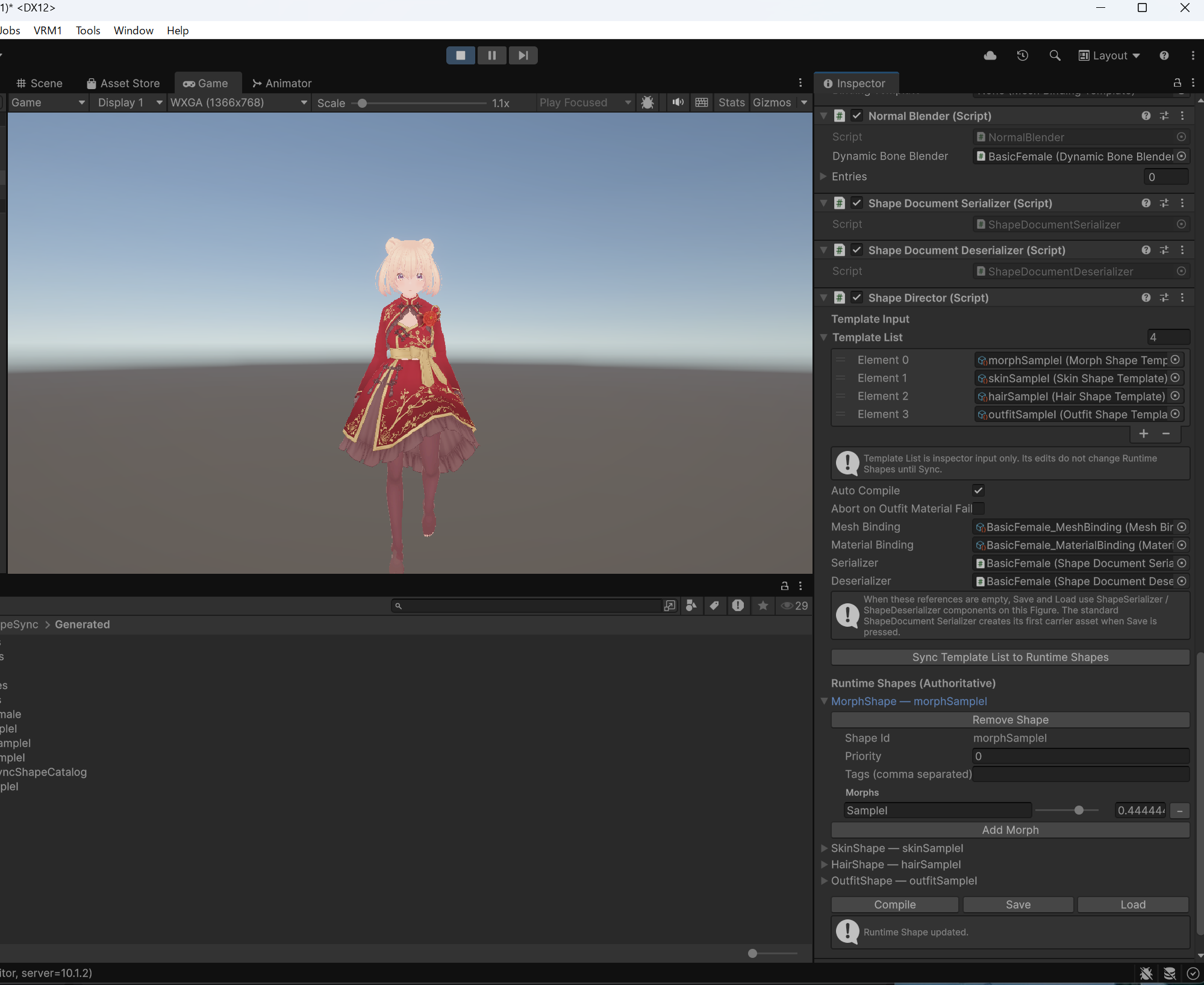 Play Mode での weight 操作と連動変化の確認