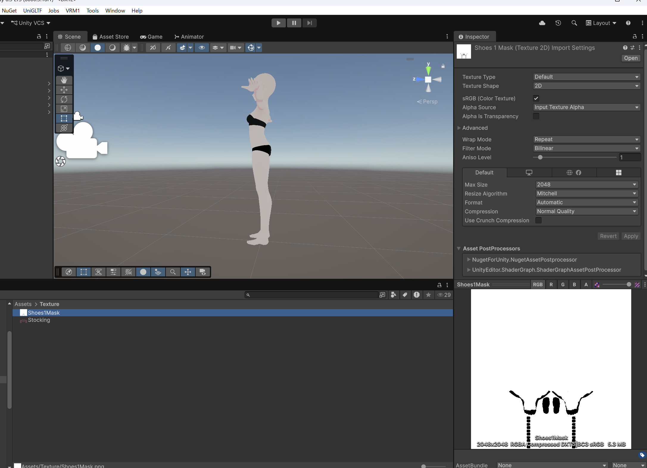 Unity 上での Shoes1Mask テクスチャ確認